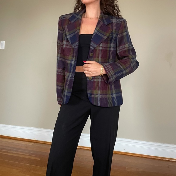 Vintage wool plaid blazer - Picture 3 of 6